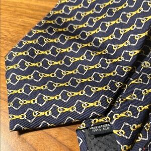 W. V. Brown of London vintage Navy and Yellow Silk Tie